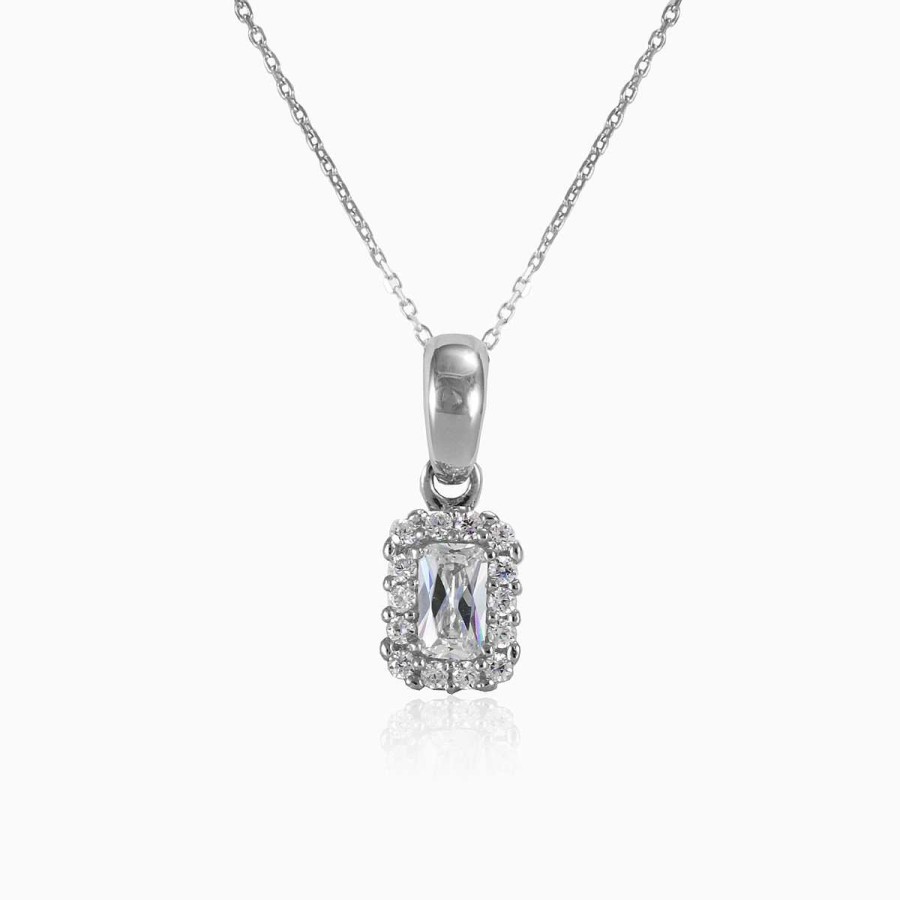 Woman Monte Cristo | Rectangle White Halo Pendant