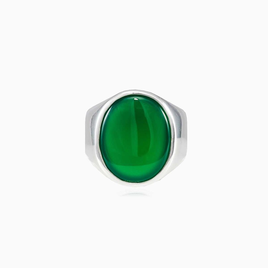 Man Monte Cristo | Plain Oval Jade Ring