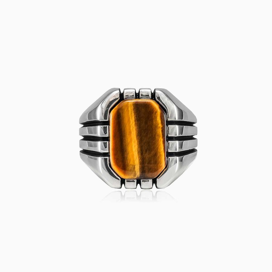 Man Monte Cristo | Rectangle Retro Tiger Eye Ring