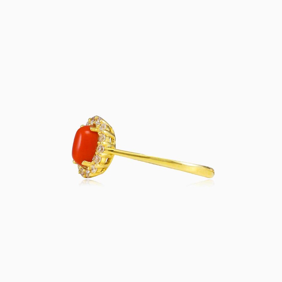 Woman Monte Cristo | Oval Coral Gold Ring