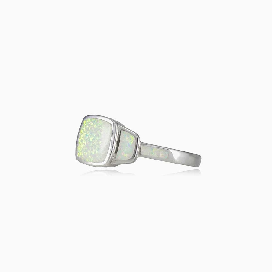 Woman Monte Cristo | Square White Opal Ring