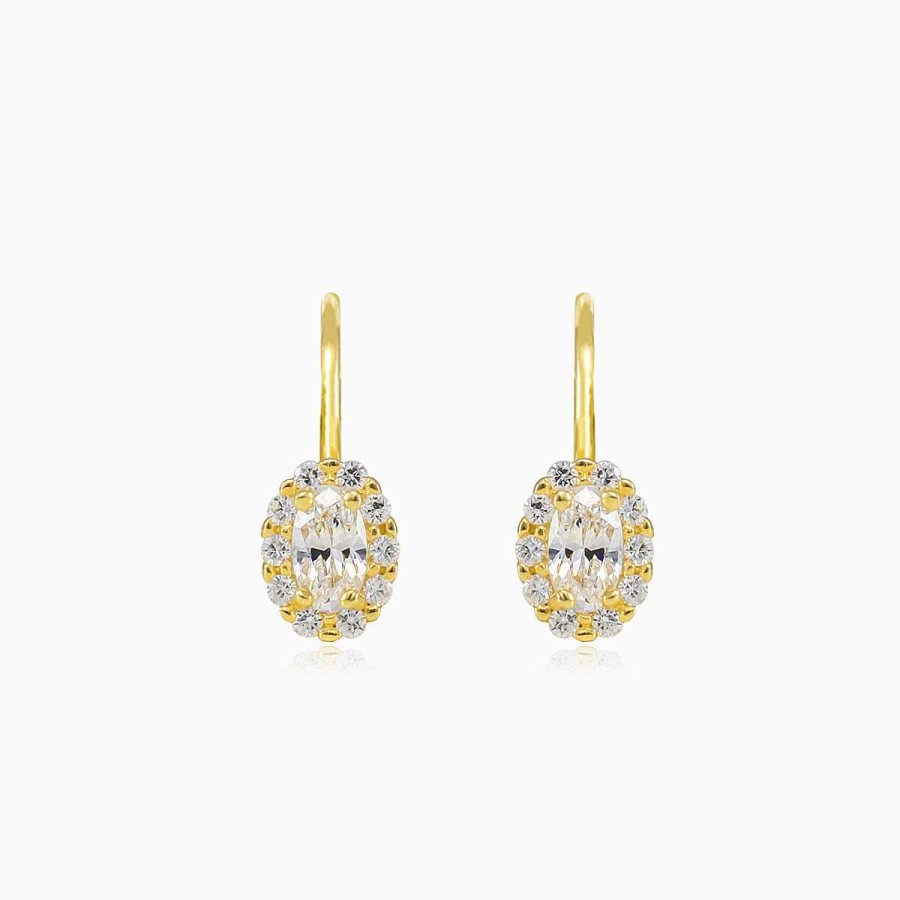 Woman Monte Cristo | Oval Crystal Gold Earrings