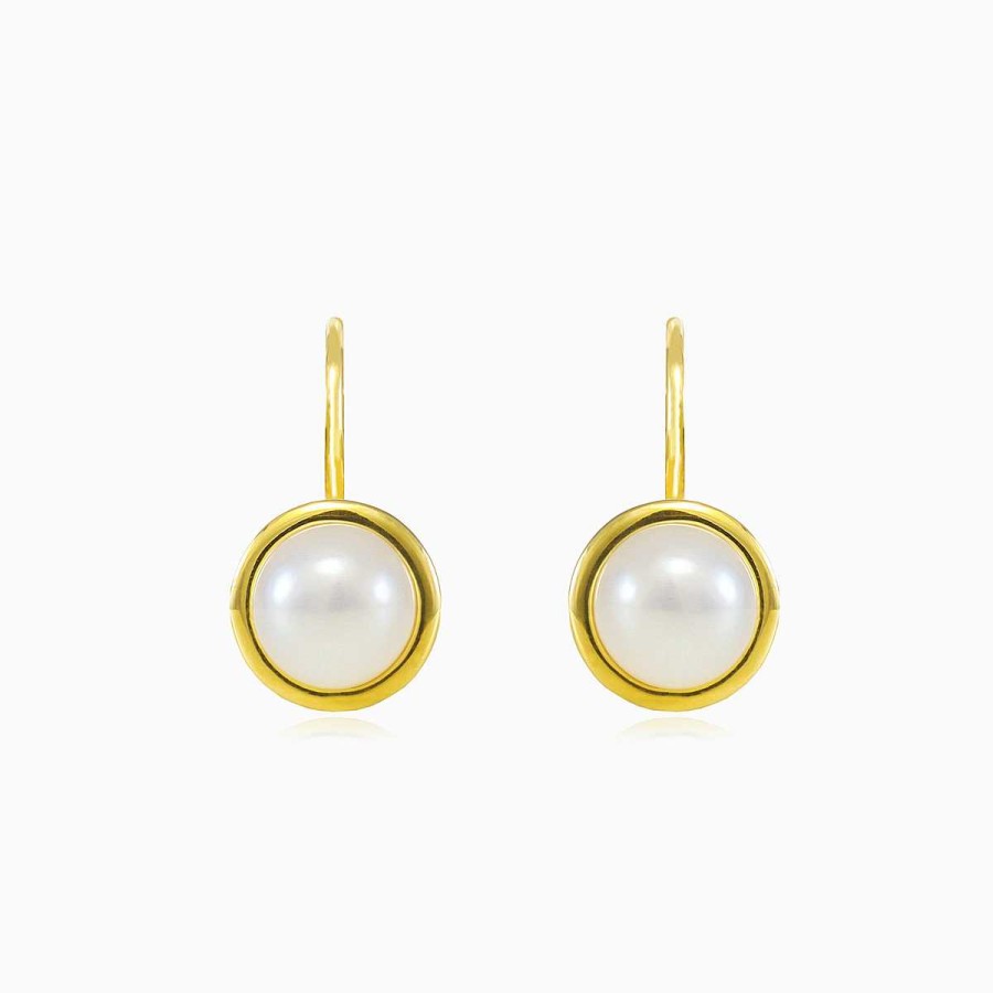 Woman Monte Cristo | Simple Gold Pearl Earrings