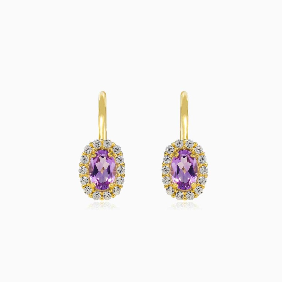 Woman Monte Cristo | Oval Amethyst Gold Earrings