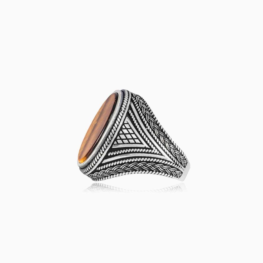 Man Monte Cristo | Braided Silver Tiger Eye Ring