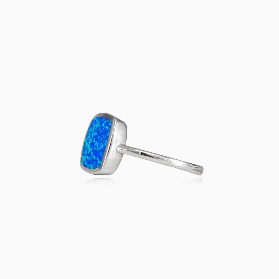 Woman Monte Cristo | Square Flat Blue Opal Ring