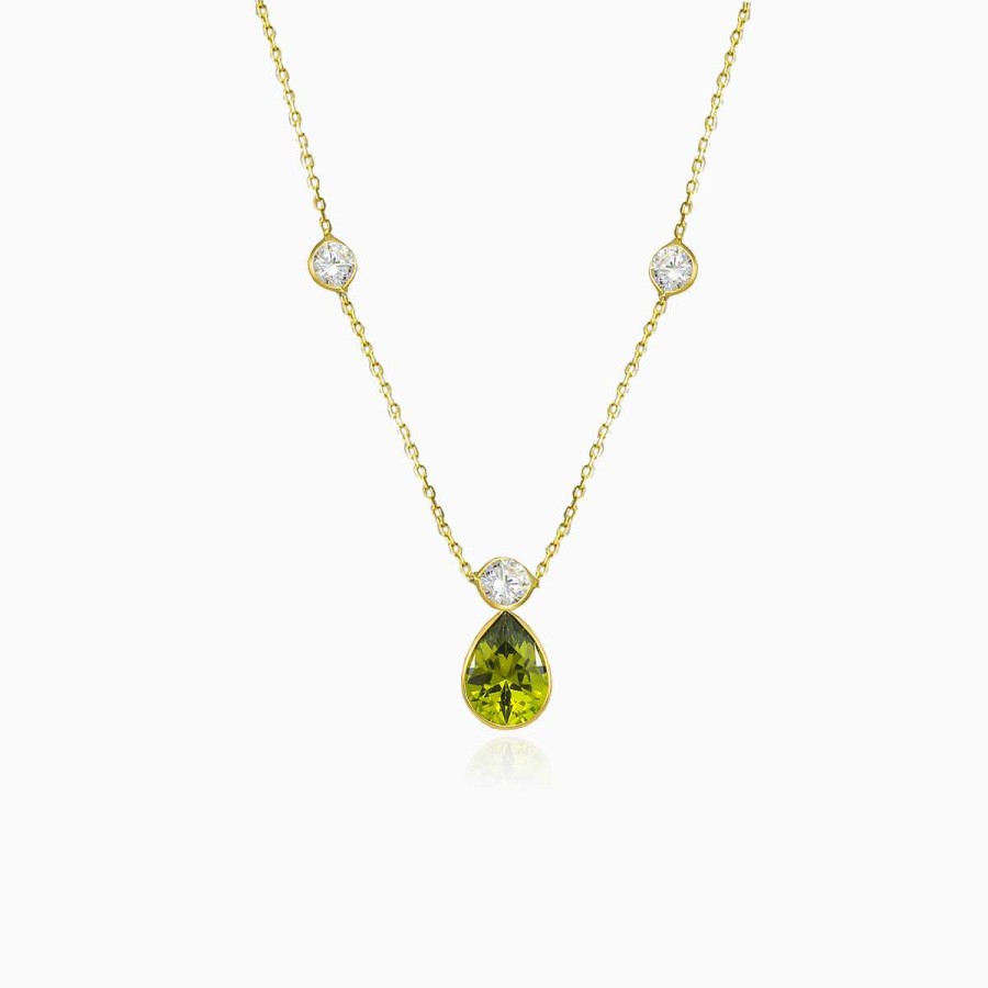 Woman Monte Cristo | Pear Olivine And Crystal Necklace