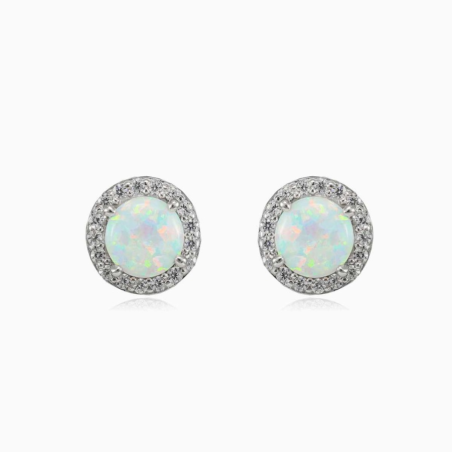 Woman Monte Cristo | Royal Round White Opal Studs