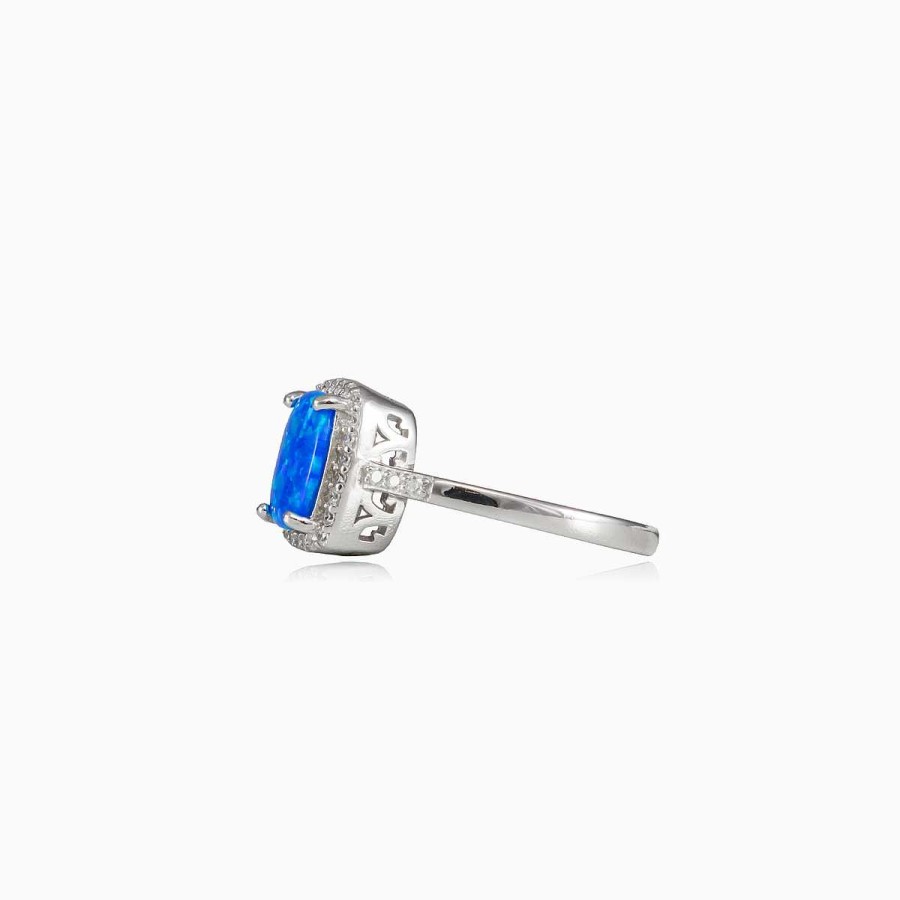 Woman Monte Cristo | Royal Rectangle Blue Opal Ring