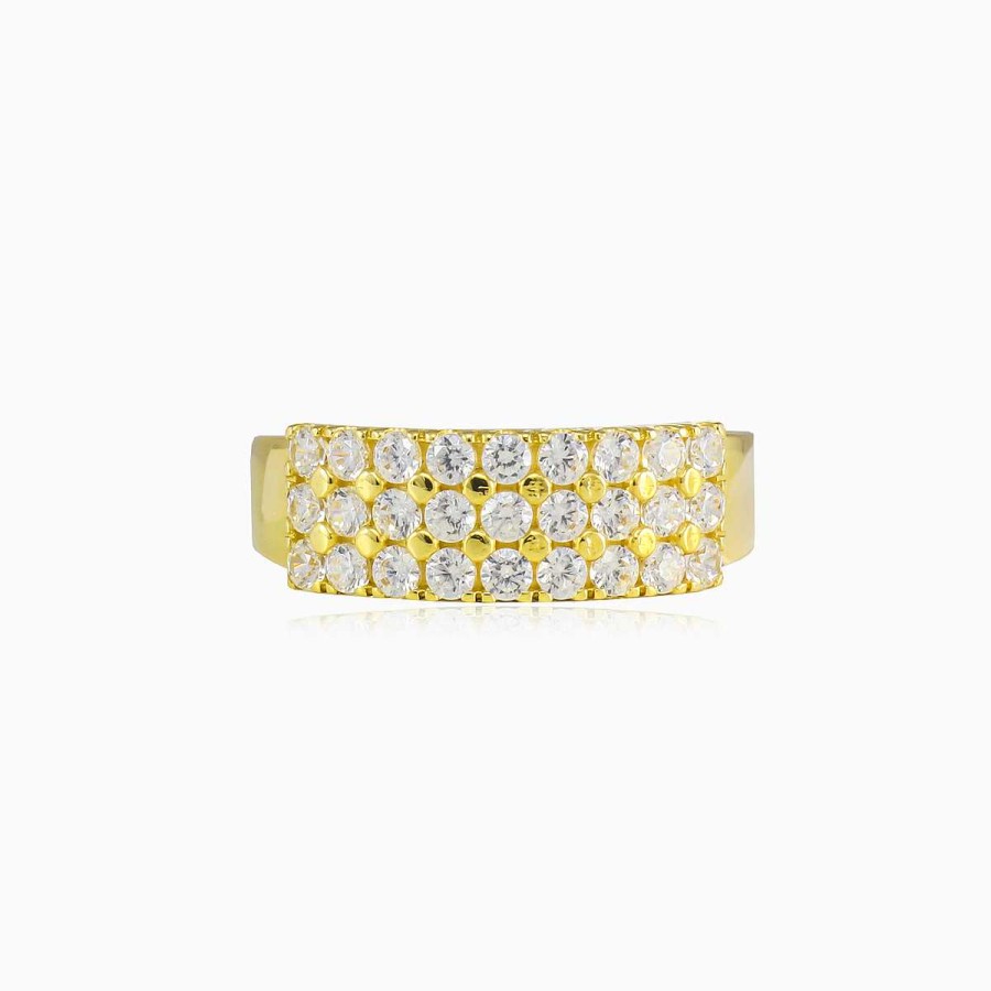 Woman Monte Cristo | Three-Row Crystal Gold Band