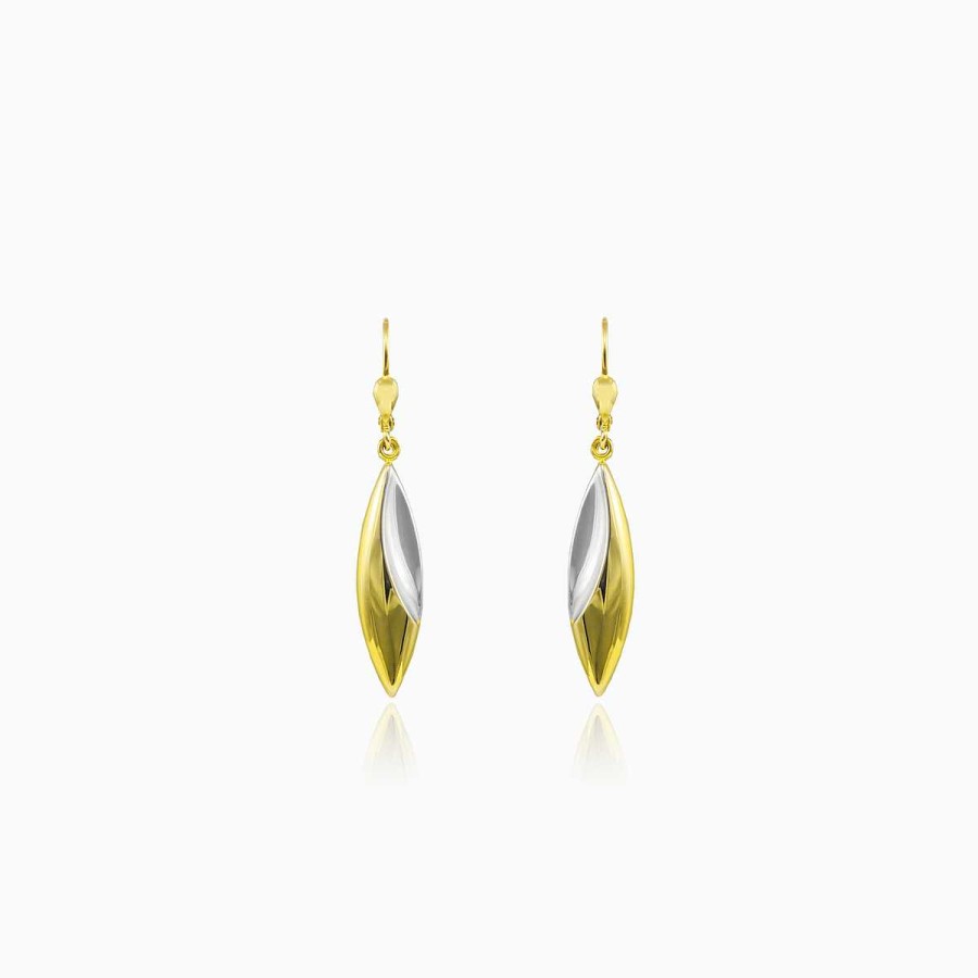 Woman Monte Cristo | Dangling Two-Color Shiny Gold Earrings