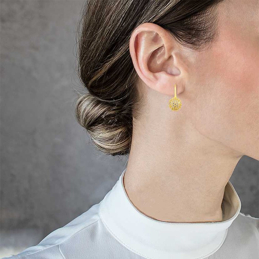 Woman Monte Cristo | Crystal Ball Gold Earrings