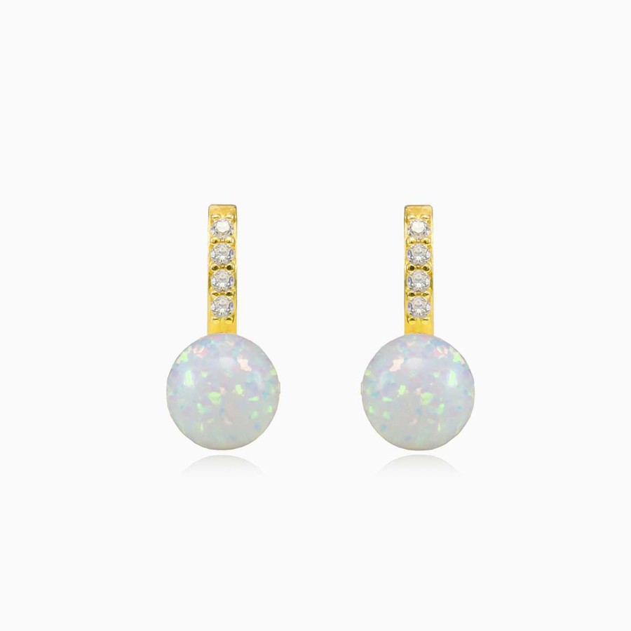 Woman Monte Cristo | Accent Gold White Opal Earrings