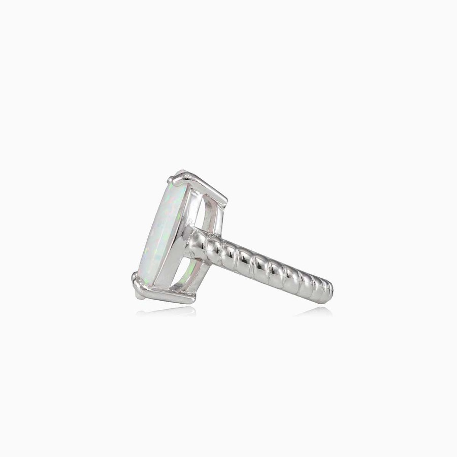 Woman Monte Cristo | Twisted Square White Opal Ring