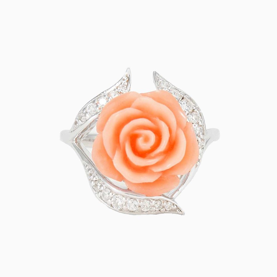 Woman Monte Cristo | Coral Rose Ring With Crystals