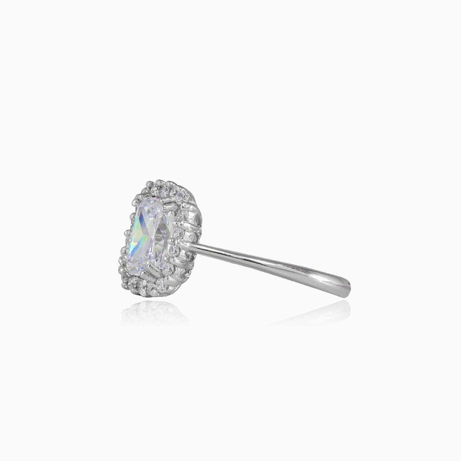 Woman Monte Cristo | Rectangle Crystal White Gold Ring