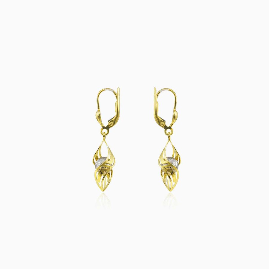 Woman Monte Cristo | Dangling Spiral Gold Earrings With A Ball