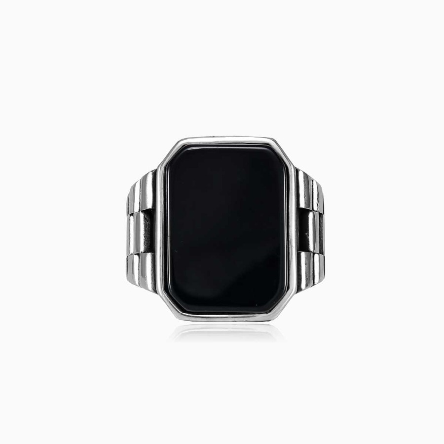 Man Monte Cristo | Flat Emerald Onyx Ring