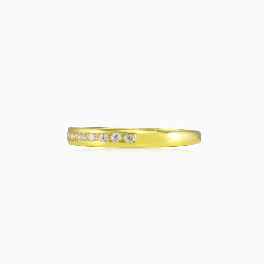 Woman Monte Cristo | Thin Channel-Set Crystal Gold Band