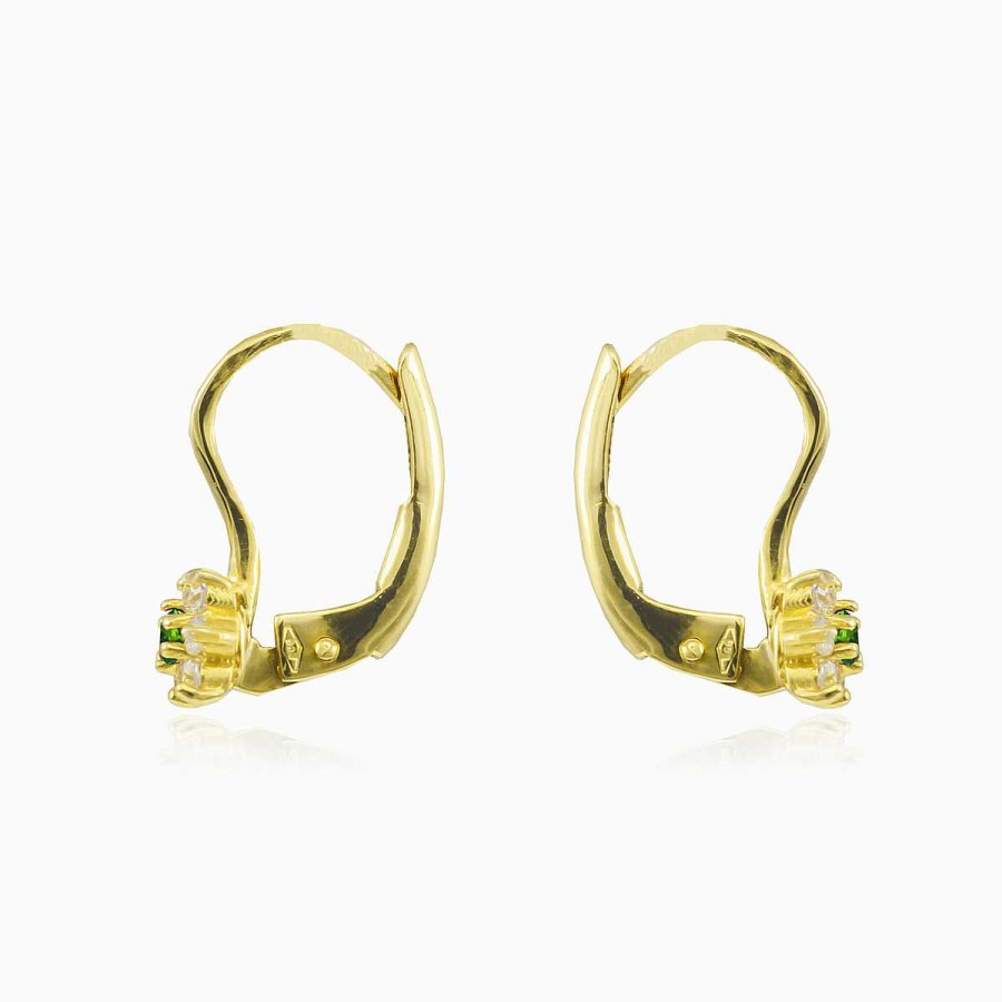 Woman Monte Cristo | Green Flower Crystal Gold Earrings