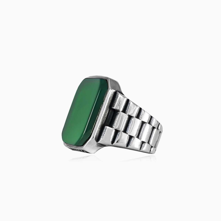 Man Monte Cristo | Flat Emerald Jade Ring