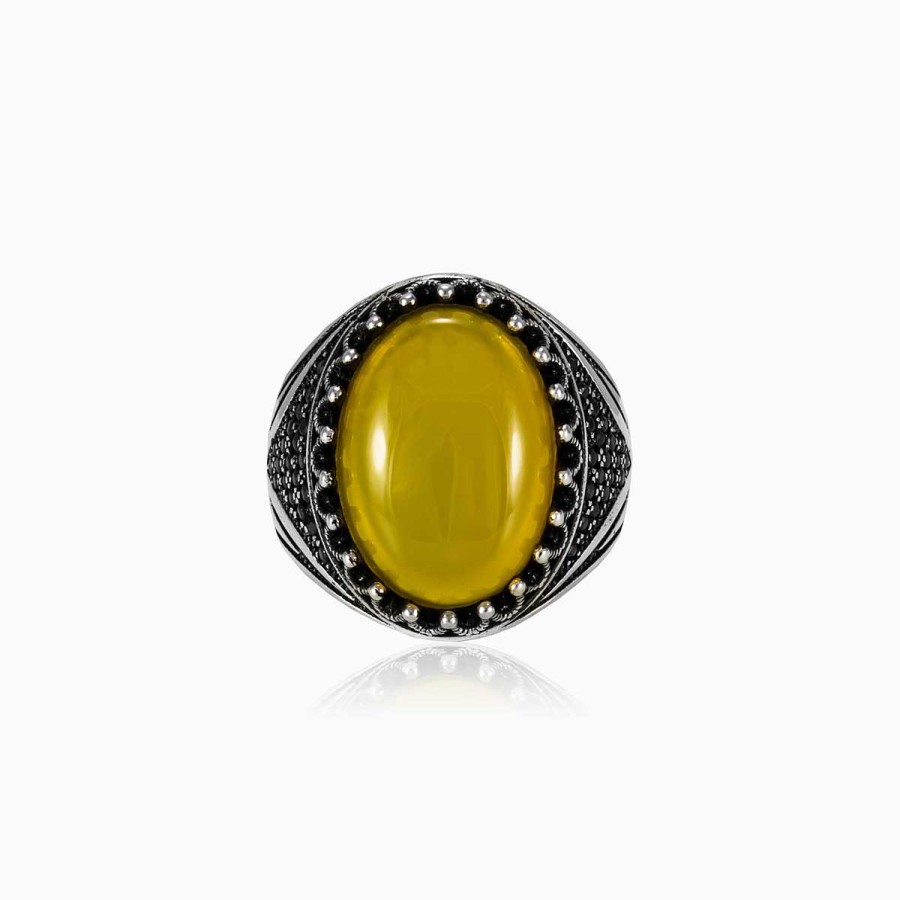 Man Monte Cristo | Yellow Agate Ring