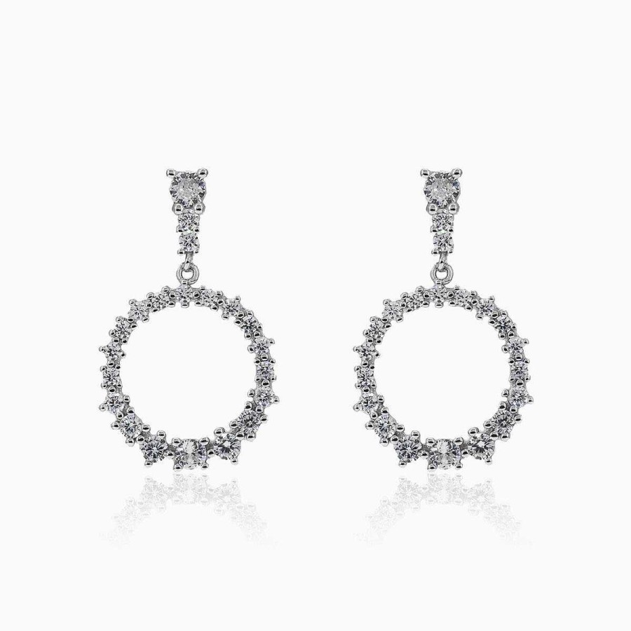 Woman Monte Cristo | Dangling Circle Silver Stud Earrings