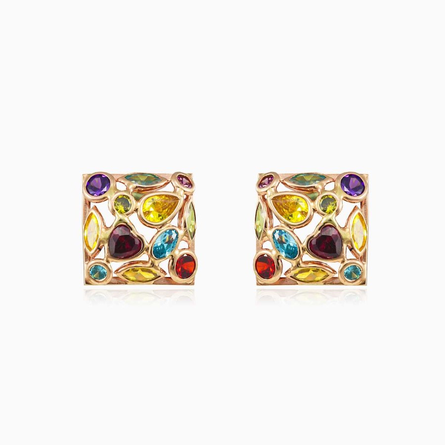 Woman Monte Cristo | Mosaico Square Gold Earrings