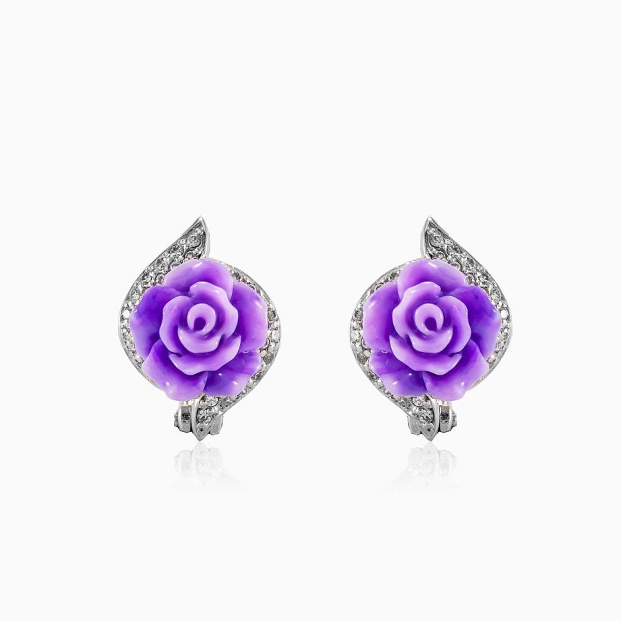 Woman Monte Cristo | Twisted Purple Rose Earrings