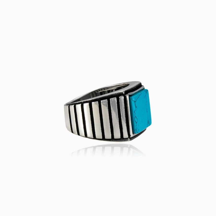 Woman Monte Cristo | Symmetric Square Turquoise Ring