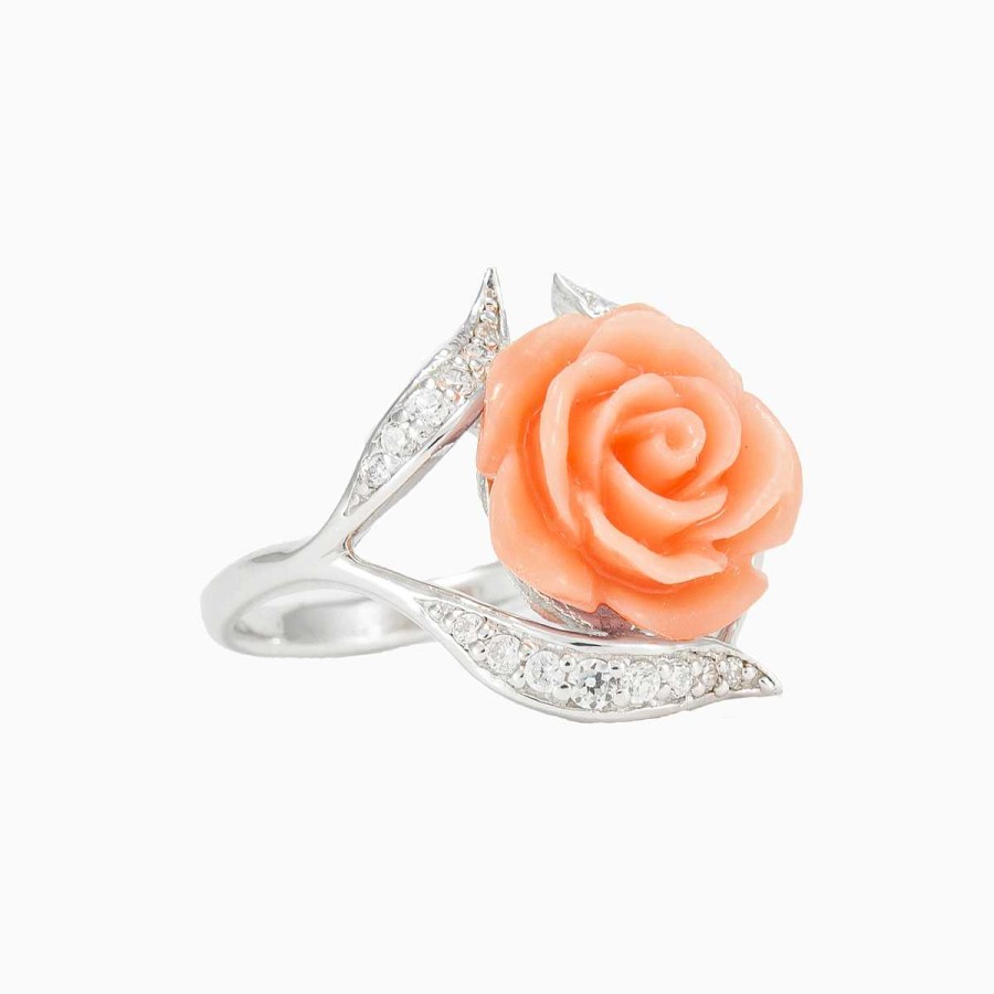 Woman Monte Cristo | Coral Rose Ring With Crystals