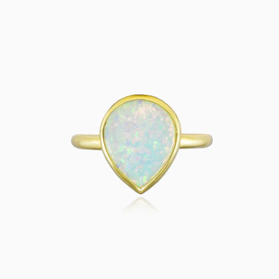 Woman Monte Cristo | Wide Pear Opal Gold Ring