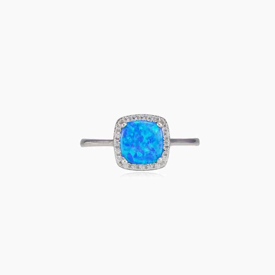 Woman Monte Cristo | Square Soft Blue Opal Ring