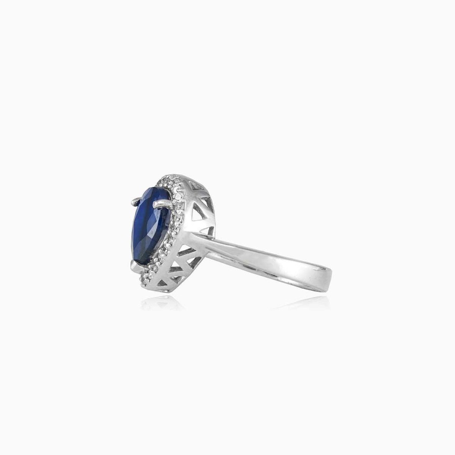 Woman Monte Cristo | Pear Sapphire Silver Ring