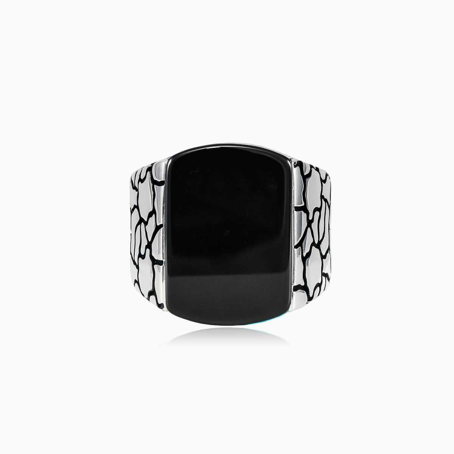 Man Monte Cristo | Flat Onyx Stone Ring