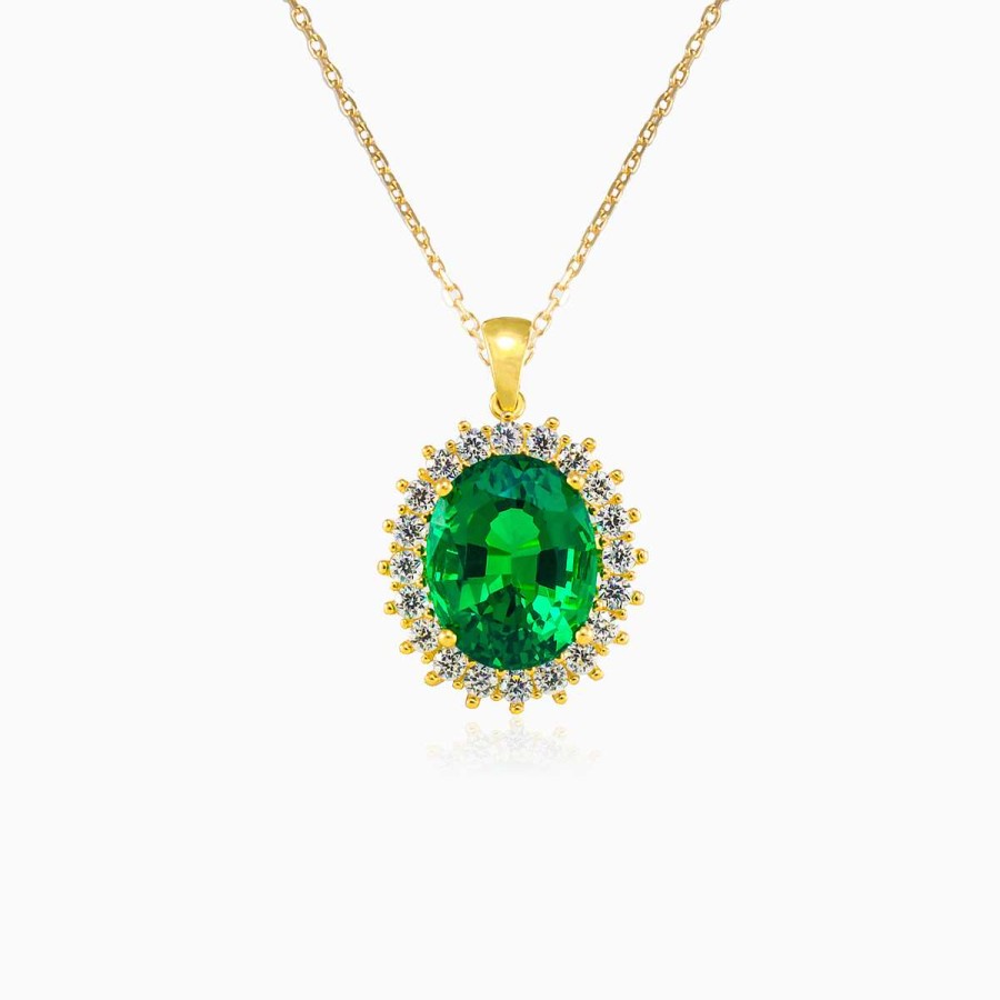 Woman Monte Cristo | Royal Oval Green Quartz Gold Pendant