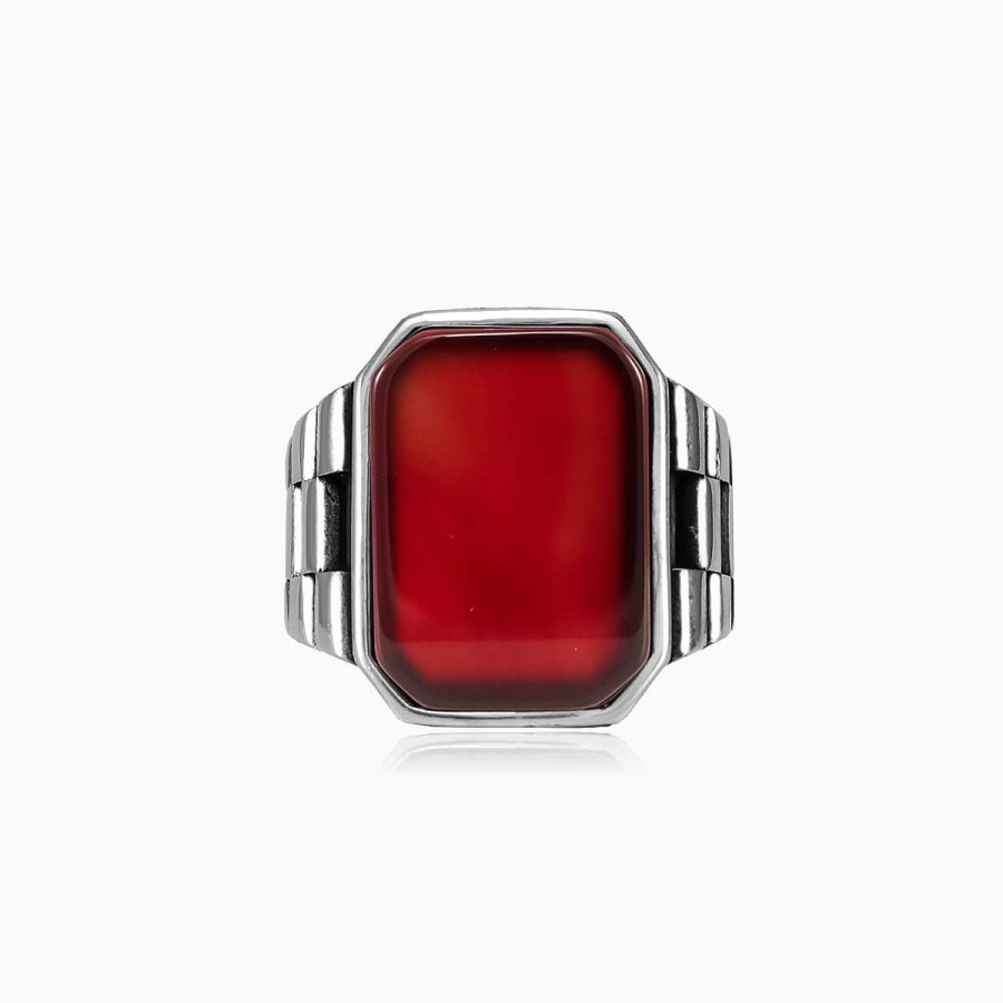 Man Monte Cristo | Flat Emerald Agate Ring