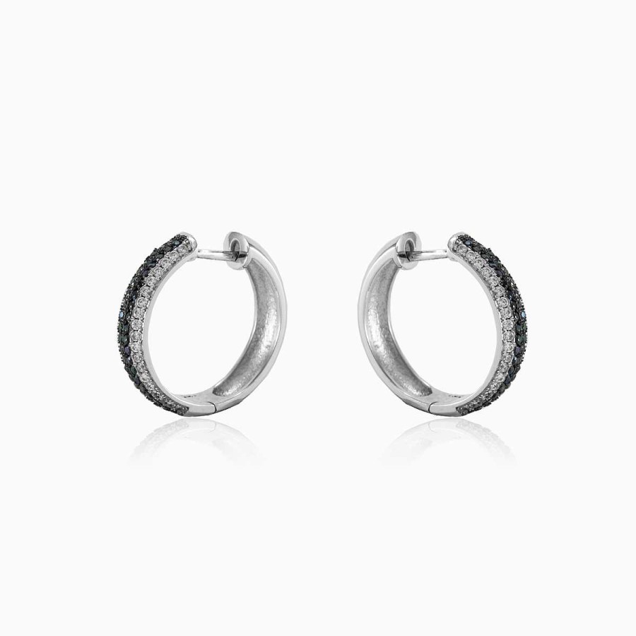 Woman Monte Cristo | Silver Earrings With Black And White Crystals