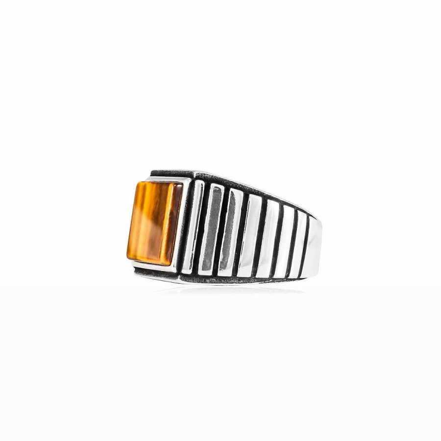 Man Monte Cristo | Symmetric Square Tiger Eye Ring