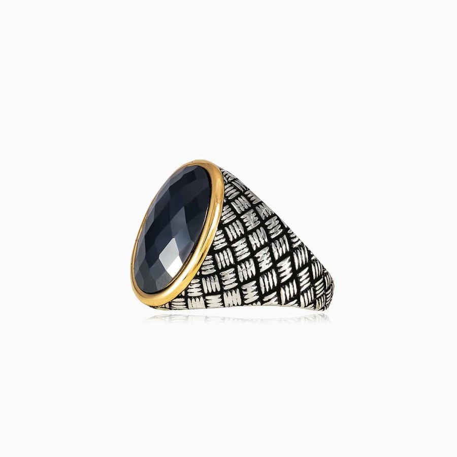 Man Monte Cristo | Oval Braided Onyx Ring