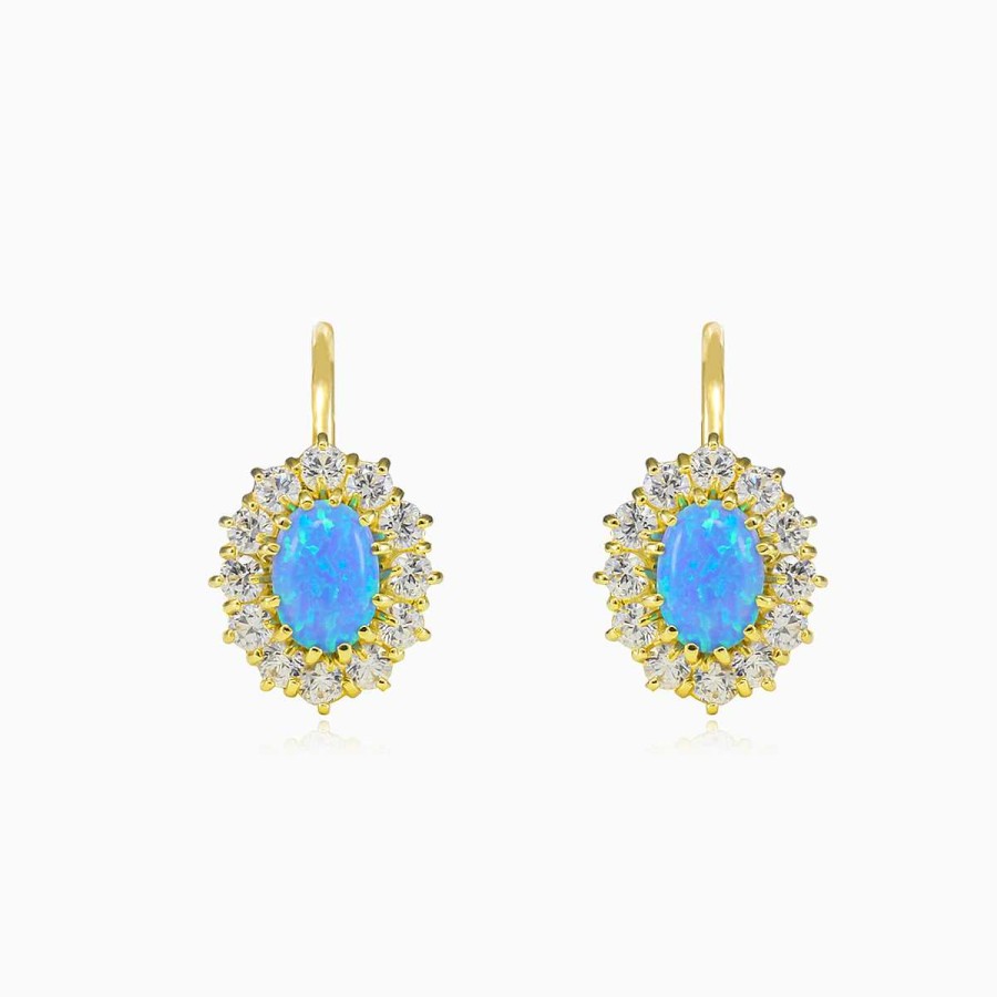 Woman Monte Cristo | Royal Gold Blue Opal Earrings