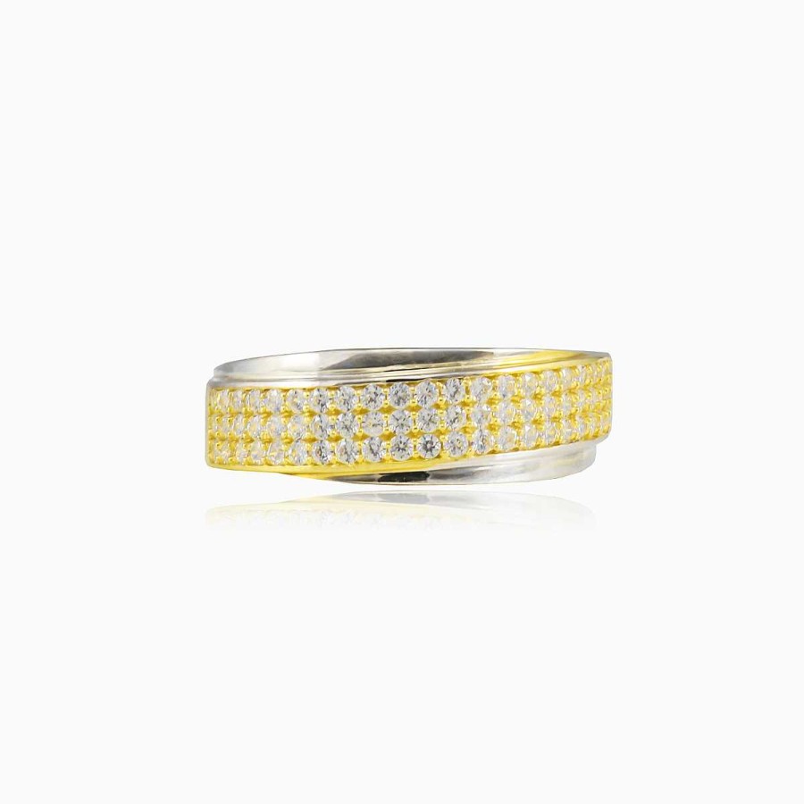 Woman Monte Cristo | Three-Row Crystal Gold Ring