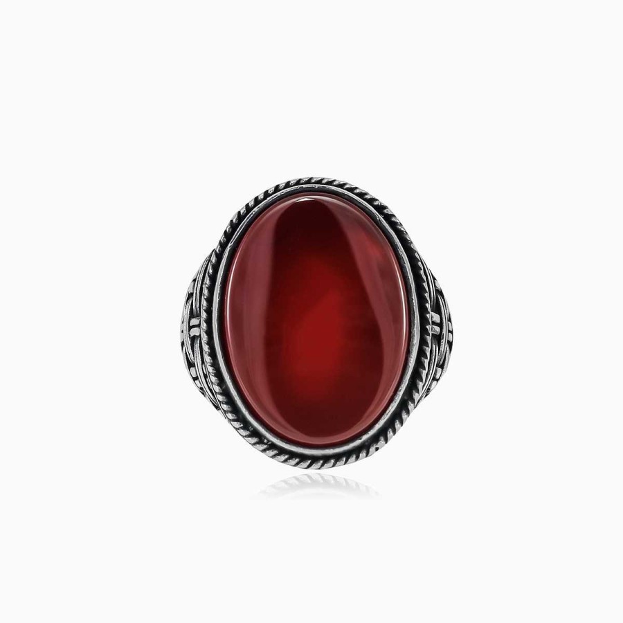 Man Monte Cristo | Threaded Oval Agate Ring