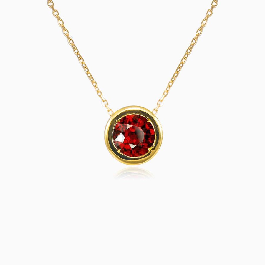 Woman Monte Cristo | Bezel Garnet Gold Necklace