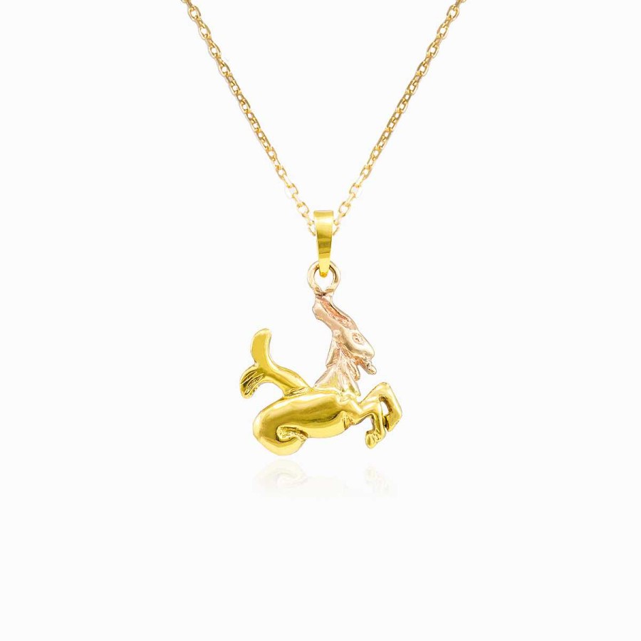 Woman Monte Cristo | Gold Capricorn Zodiac Sign Pendant