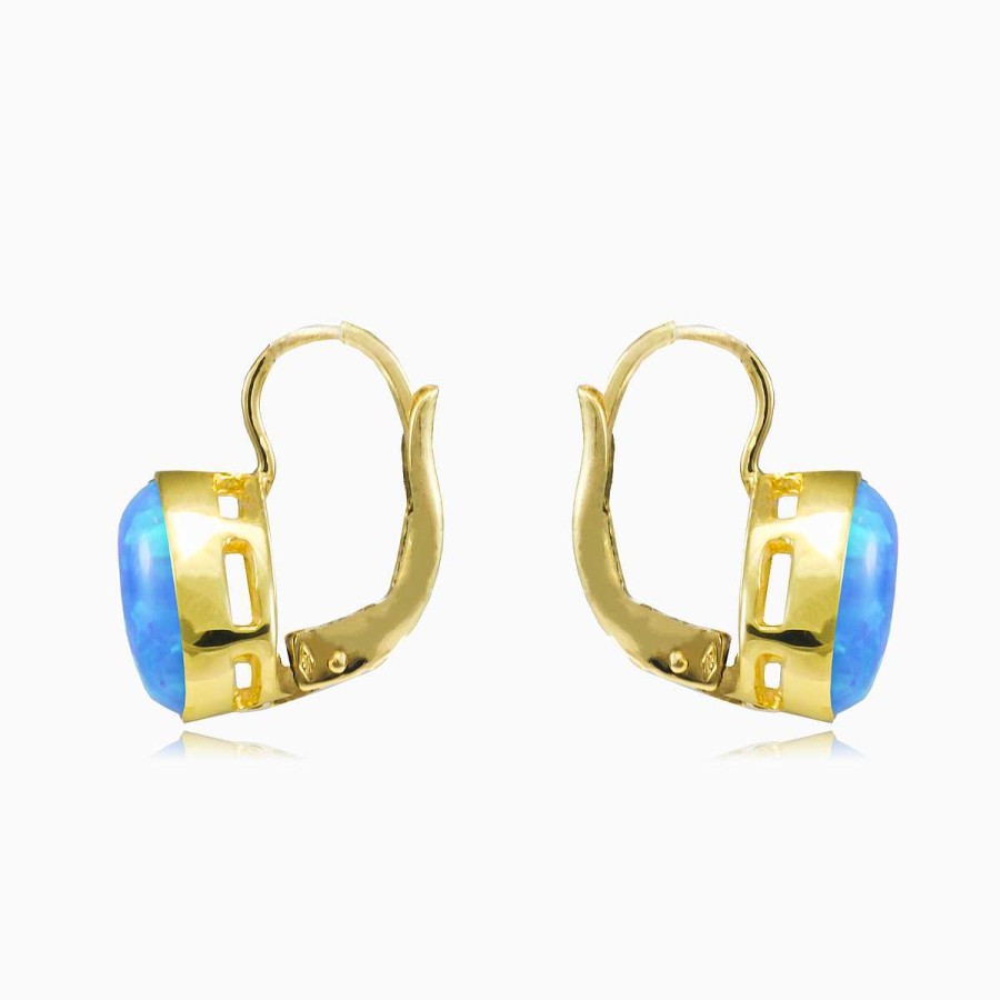 Woman Monte Cristo | Simple Blue Opal Gold Earrings