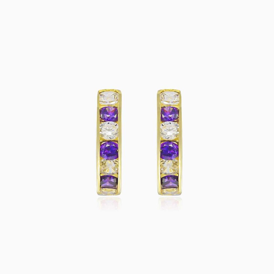 Woman Monte Cristo | Amethyst Mini Gold Hoops