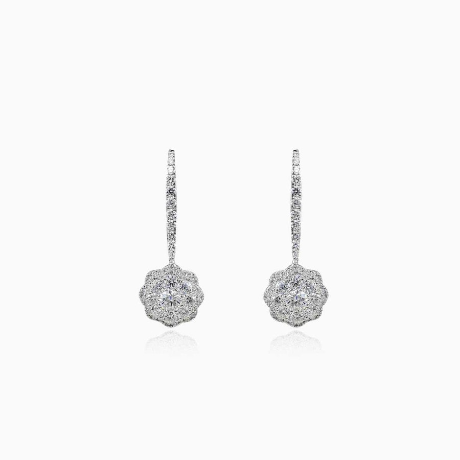 Woman Monte Cristo | Dangling Diamond Flower Earrings