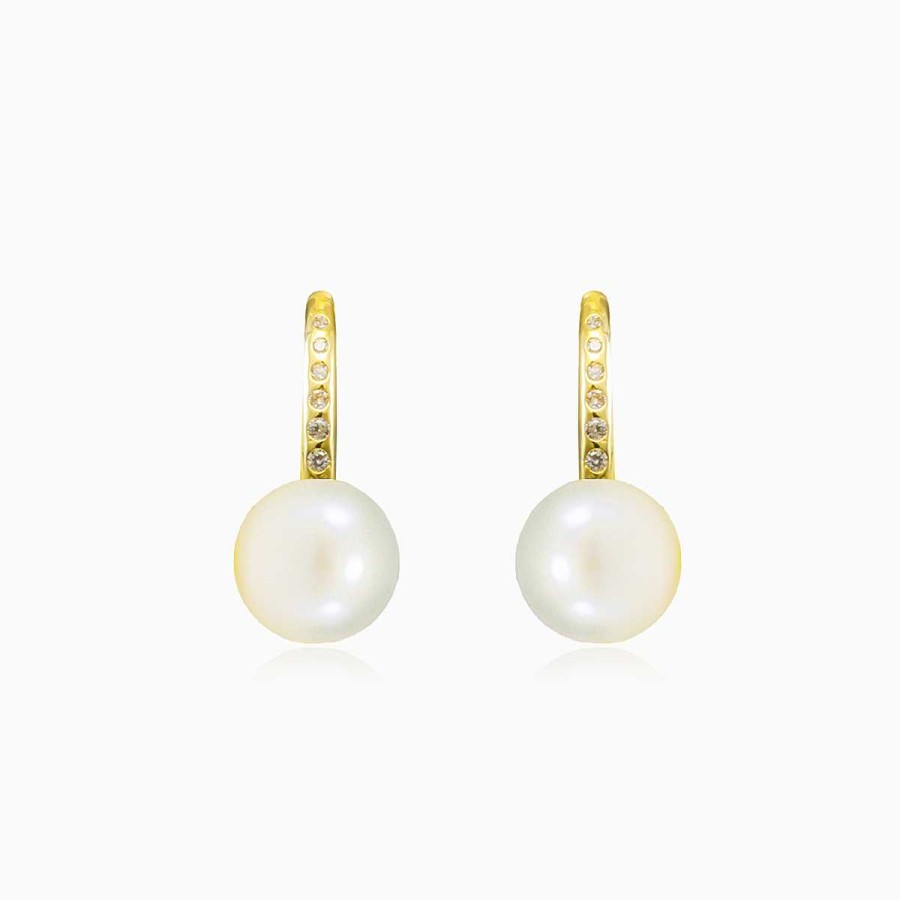 Woman Monte Cristo | Crystal And Pearl Gold Earrings