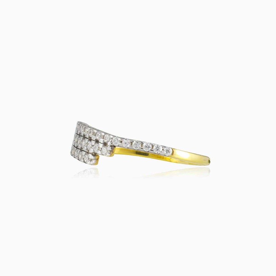 Woman Monte Cristo | Three Crystal Lines Gold Ring